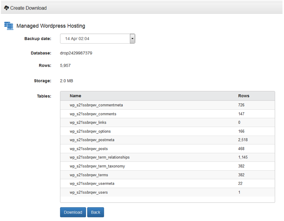 Database download